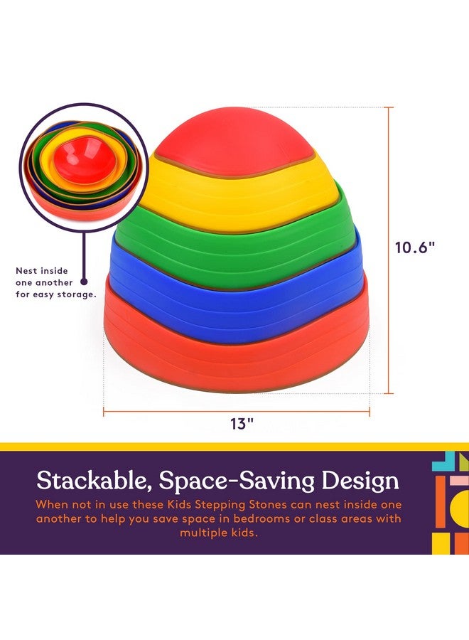 Special Supplies Special Supplies Stepping Stones for Kids, 5 Balance Indoor and Outdoor Blocks Promote Coordination, Balance, Strength, Child Safe Rubber, Non-Slip Edging, Stackable (Primary) - Image 5