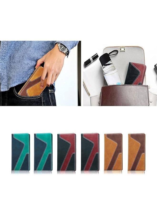 erorex - Samsung Galaxy S22 Case Pu Leather Wallet Case Card Holder Shockproof Flip Cover Brown Khaki - Image 1