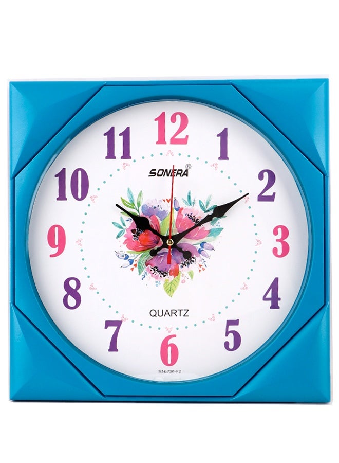 Sonera 7091 Analog Wall Clock – Modern Square Design – 33 cm – Quartz Movement – Elegant Light Blue Color – Stylish Décor for Home and Office - Image 1