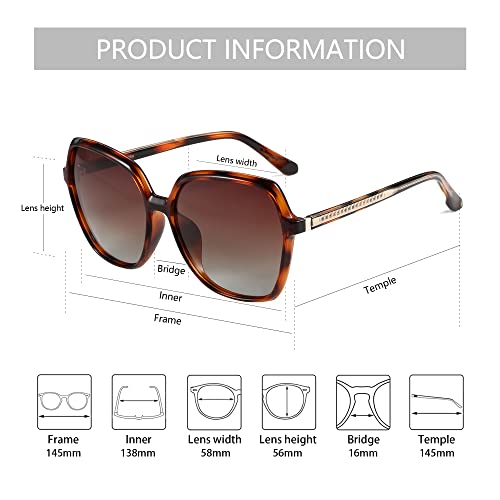 ZENOTTIC Polarized Sunglasses for Women Vintage Oversized Square Sun Glasses Ladies Shades UV400 Protection - Image 3