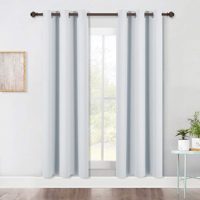 Room Darkening Window Curtain Panels EasyCare Solid Thermal Insulated Grommet Room Darkening DraperiesDrapes for Bedroom 2 Panels 42 by 72 PlatinumGreyish White