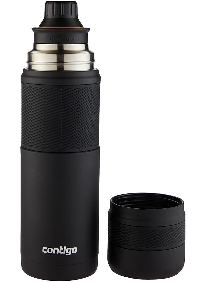 Contigo كوب سفر من الفولاذ المقاوم للصدأ مع غطاء سهل التنظيف من مادة BPA، كوب قهوة مانع للتسرب، أسود غير لامع، 740 مل، 2095794  - Image 1