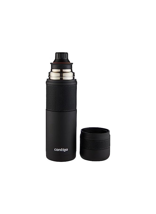 Contigo كوب سفر من الفولاذ المقاوم للصدأ مع غطاء سهل التنظيف من مادة BPA، كوب قهوة مانع للتسرب، أسود غير لامع، 740 مل، 2095794  - Image 2