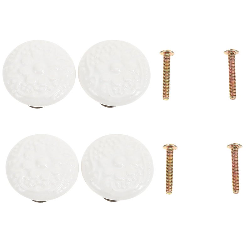 White Ceramic Drawer Pulls Set of 4 Single Hole Cabinet Handles for Kitchen Closet - Image 2