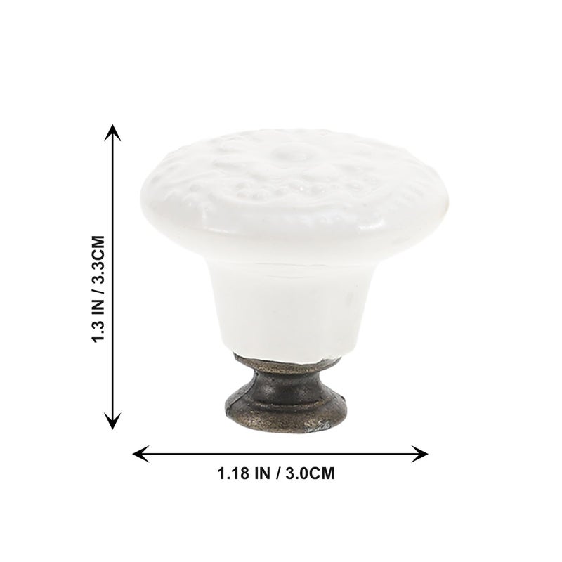 White Ceramic Drawer Pulls Set of 4 Single Hole Cabinet Handles for Kitchen Closet - Image 3