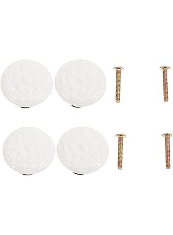 White Ceramic Drawer Pulls Set of 4 Single Hole Cabinet Handles for Kitchen Closet - Image 1