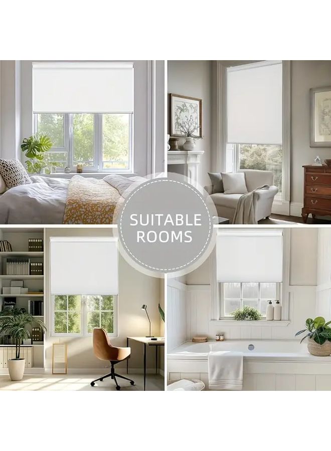 White Wireless Roller Shade Semi Transparent UV Protection Blackout Curtains For Home Office Window Blinds W75 H51 18 Inch - Image 3