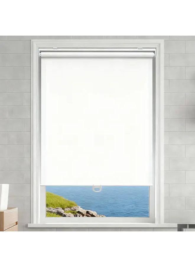 White Wireless Roller Shade Semi Transparent UV Protection Blackout Curtains For Home Office Window Blinds W75 H51 18 Inch - Image 1