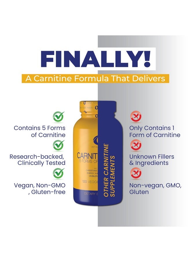 Infinite Labs L Carnitine 1000Mg Mtx - Amino Acid Blend Of Carnitine Fumarate, L-Carnitine L-Tartrate, Acetyl L-Carnitine, L-Carnitine Hcl, L-Carnitine Base 120 Veggie Capsules.  - Image 4