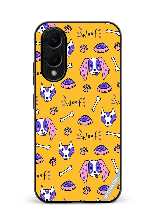 VR CREATIVE Protective Case Cover For Samsung Galaxy S25 Edge Dogs Funny Doodle Seamless Pattern Design Multicolour