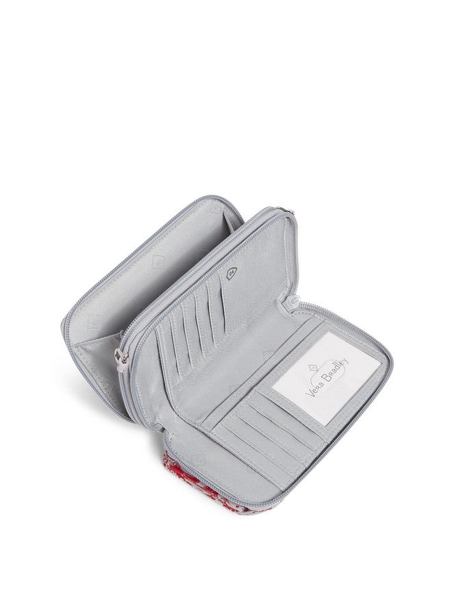 Vera Bradley حقيبة كتانية نسائية متعددة الاستخدامات مع حماية RFID (متاحة لفرق متعددة) جامعة ولاية أوهايو رمادي أحمر حديقة مطر قطن معاد تدويره مقاس واحد - Image 2