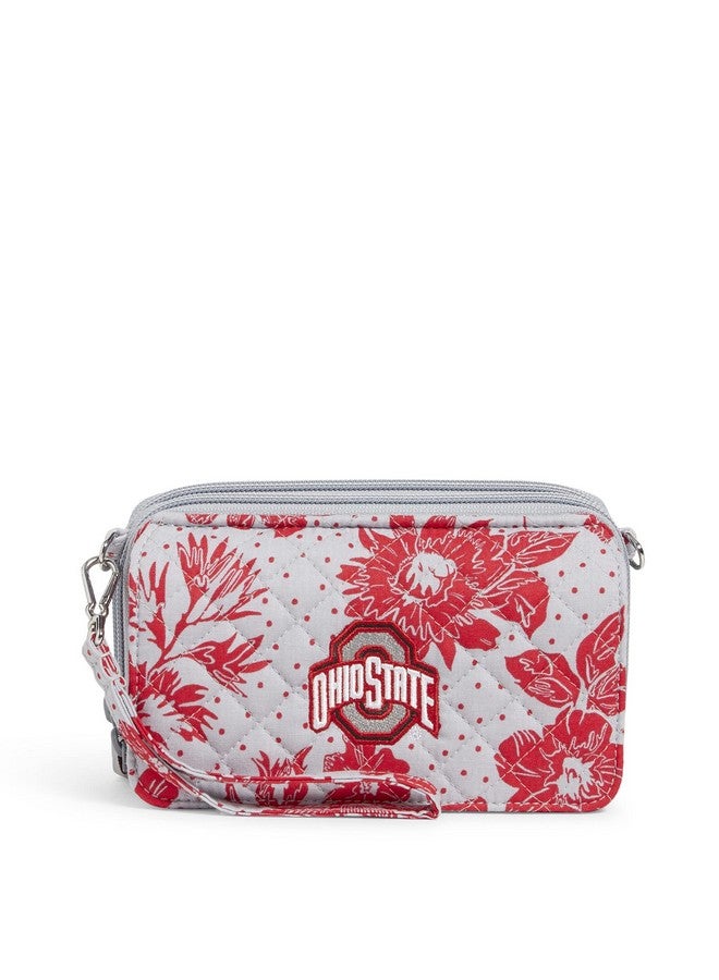 Vera Bradley حقيبة كتانية نسائية متعددة الاستخدامات مع حماية RFID (متاحة لفرق متعددة) جامعة ولاية أوهايو رمادي أحمر حديقة مطر قطن معاد تدويره مقاس واحد - Image 1