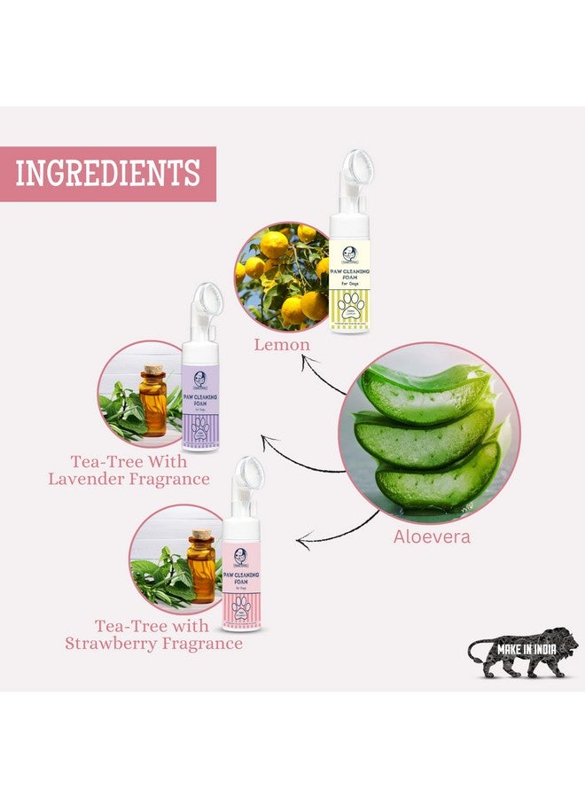 Dog Paw Cleaning Foam With Silicone Brush - (Lavender + Strawberry + Lemon, 150Mleach) | Paw Cleaner For Pet'S Foot/Paw/Claw Scrubber Cleaning | Fortified With Lemon & Aloe Vera Extract - Image 3