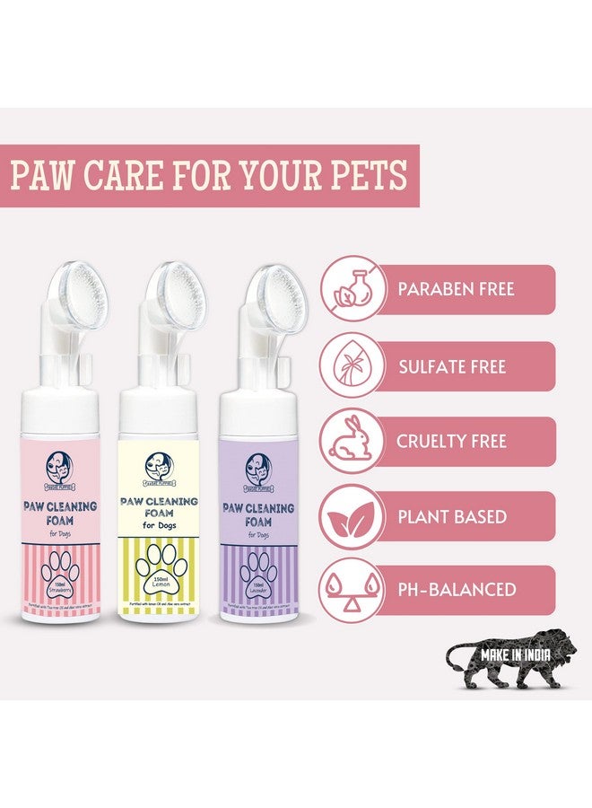 Dog Paw Cleaning Foam With Silicone Brush - (Lavender + Strawberry + Lemon, 150Mleach) | Paw Cleaner For Pet'S Foot/Paw/Claw Scrubber Cleaning | Fortified With Lemon & Aloe Vera Extract - Image 5