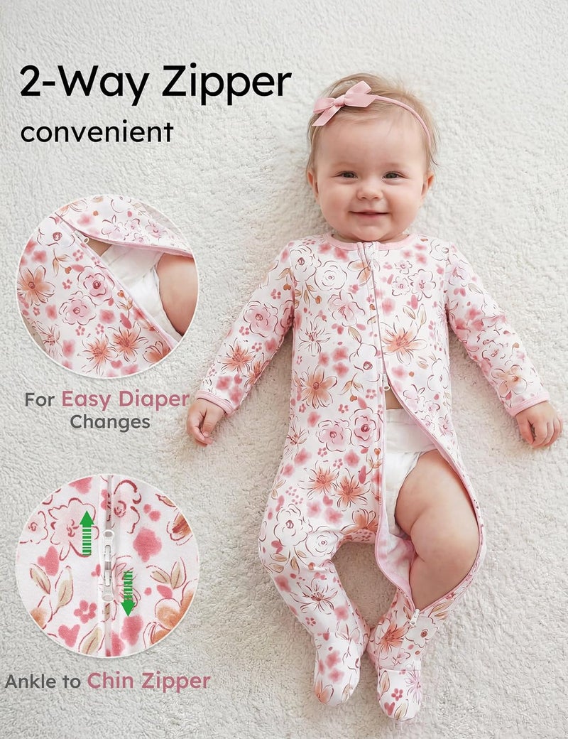 Yoofoss Baby Pajamas 100% Organic Cotton Baby Sleepers for Newborn 0-3 3-6 6-9 Months Boys Girl Clothes 3pcs Footed PJs - Image 3