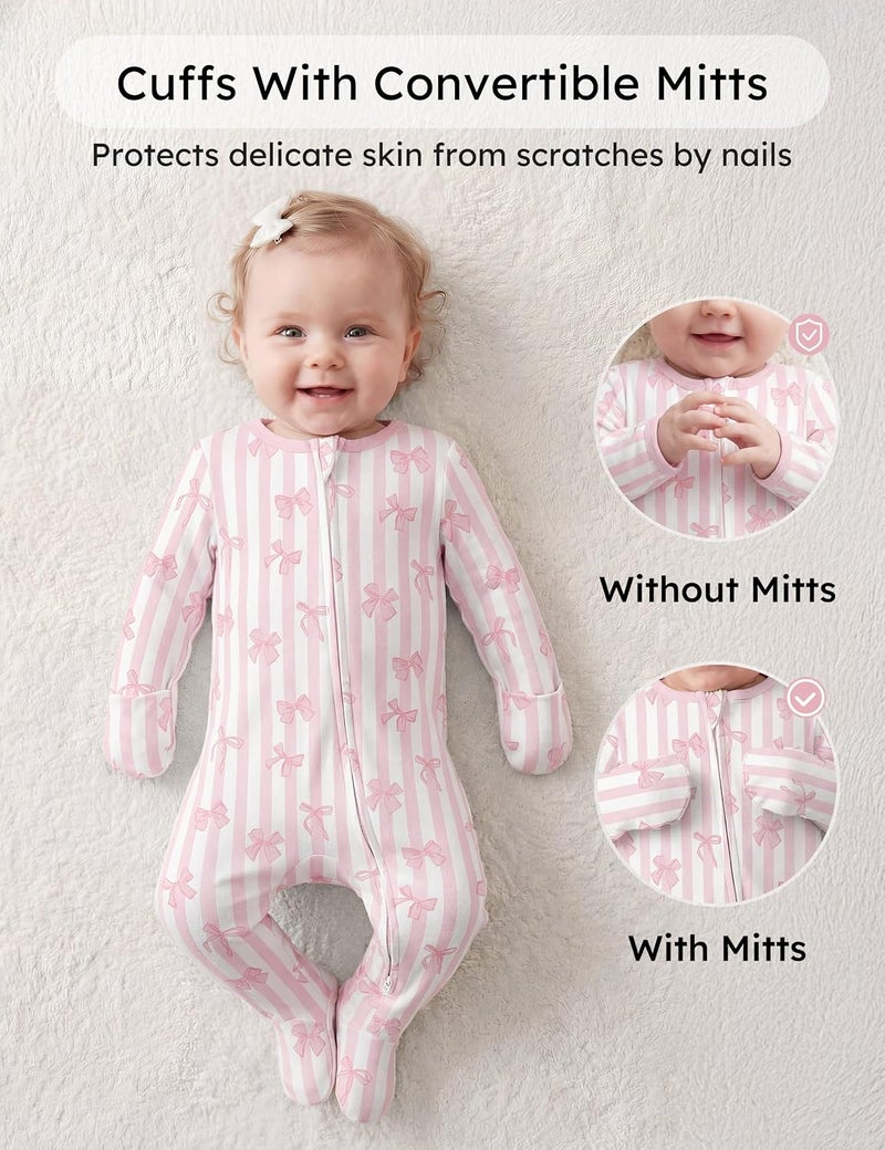 Yoofoss Baby Pajamas 100% Organic Cotton Baby Sleepers for Newborn 0-3 3-6 6-9 Months Boys Girl Clothes 3pcs Footed PJs - Image 4