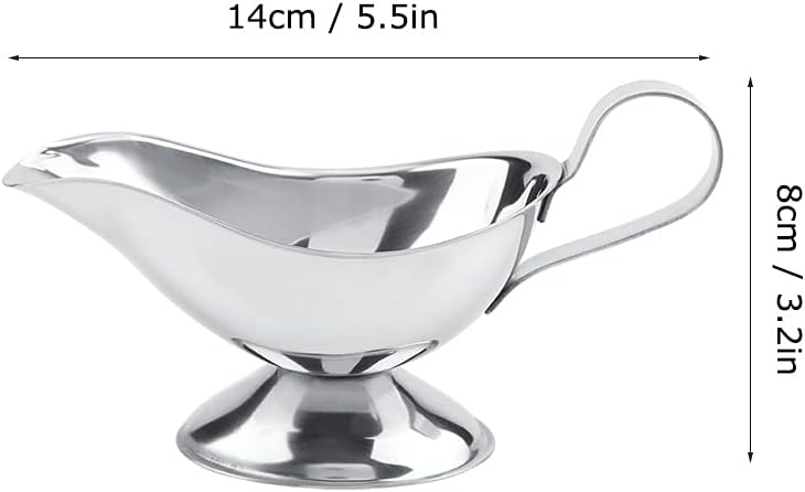 Stainless steel sauce boat, ergonomic handle leak proof duck mouth design, with oval anti skid base, for restaurant kitchen home seasoning container (3 ounces) - Image 3