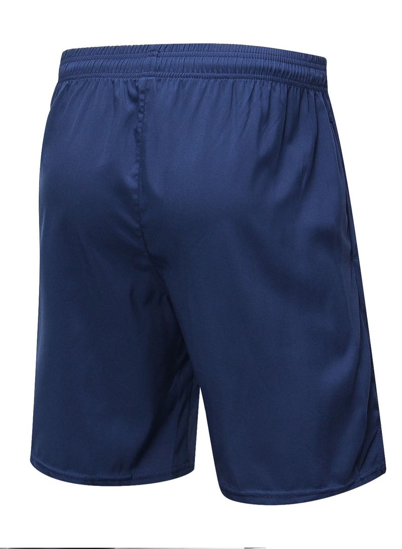 Men Quick Dry Breathable Running Shorts Dark Blue