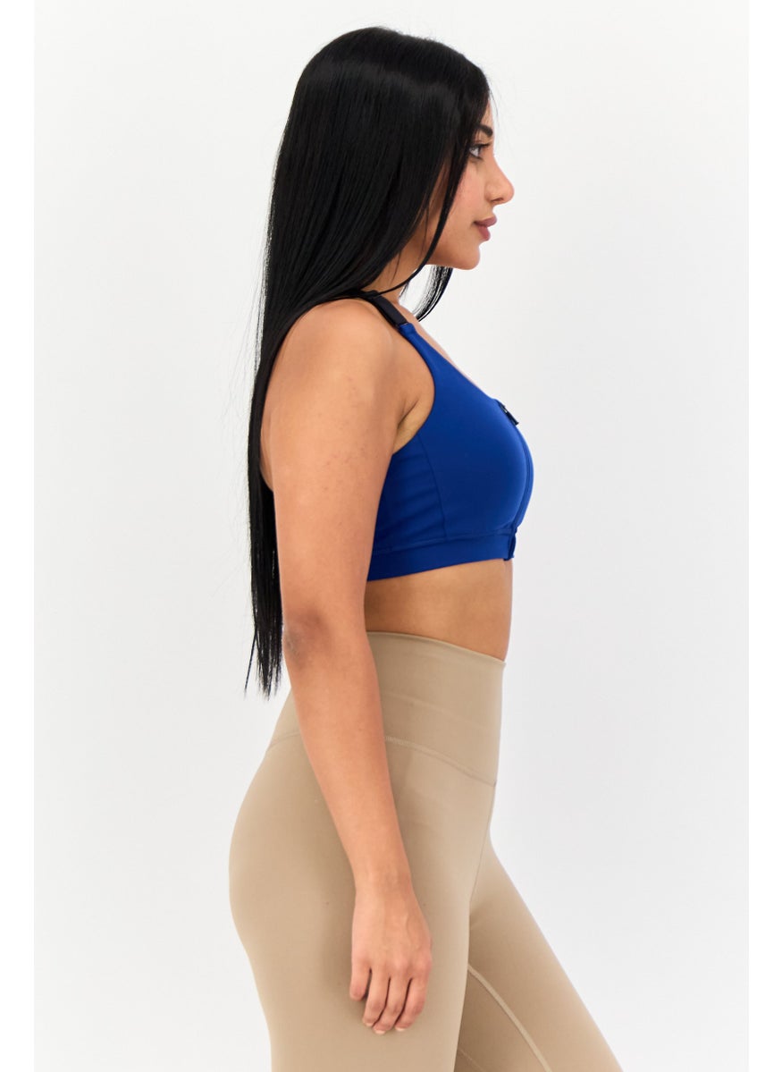 SKECHERS Women Padded Brand Logo Sports Bra, Blue  - Image 2