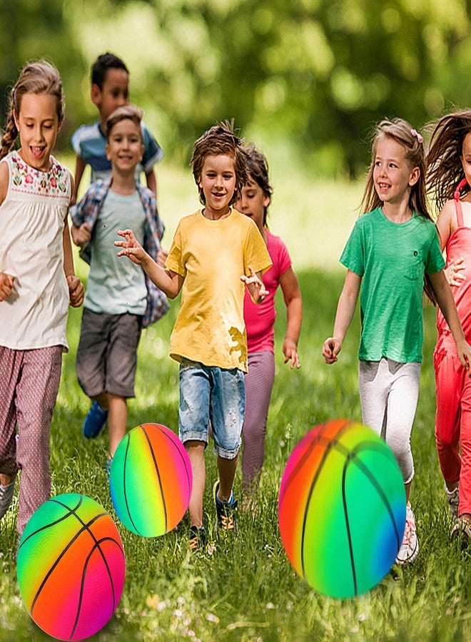 Visen 4Pcs Rainbow Playground Balls for Kids&Adults With 1 Hand Pump,8.5Inch Colorful Rubber Bouncy Balls,Inflatable Multi Colors Kick Balls Handball,Durable Indoor&Outdoor Play Toys (Neon Basketball) - Image 5