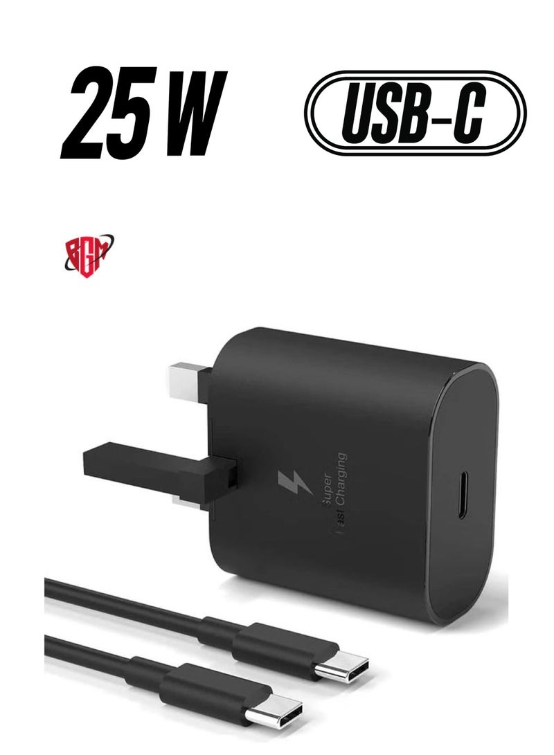 BGM 25W Fast Charger Type C for Samsung Galaxy A15, A55 5G, A54, A35, A34, A25, A05, S24, S23, S22, S21, S20, Z Fold5, Z Flip5 Tablet USB C Super Charge Adapter Plug - Image 1