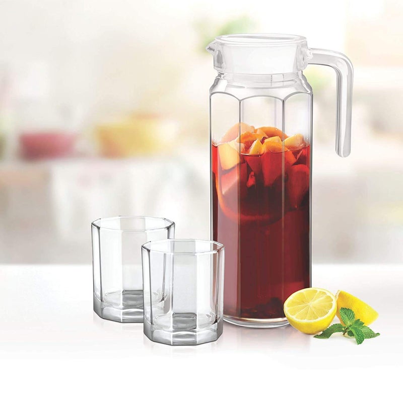ROSEFINCH Water Juice Jug Pot Borosilicate Glass Air Tight Cap Kitchen Special Classic Modern Juice Water Milk Whiskey Wine Serving jug Pitcher for Home Gift 1100 ml Clear Pack of 1 - Image 4