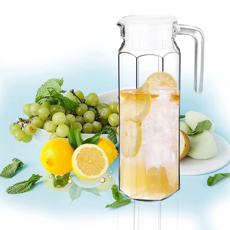 ROSEFINCH Water Juice Jug Pot Borosilicate Glass Air Tight Cap Kitchen Special Classic Modern Juice Water Milk Whiskey Wine Serving jug Pitcher for Home Gift 1100 ml Clear Pack of 1 - Image 5