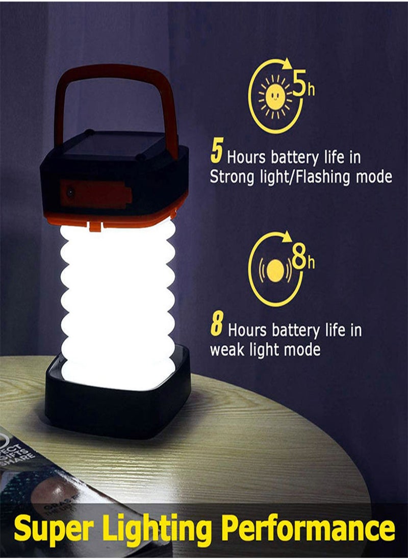 SYOSI - Solar Camping Light, LED Collapsible Solar Lantern Camping, Portable Rechargable USB Solar Lamp IP54 Waterproof Tent Lights for Camping Hiking Tent Garden Patio, Night Light for Emergency Power Outage - Image 1