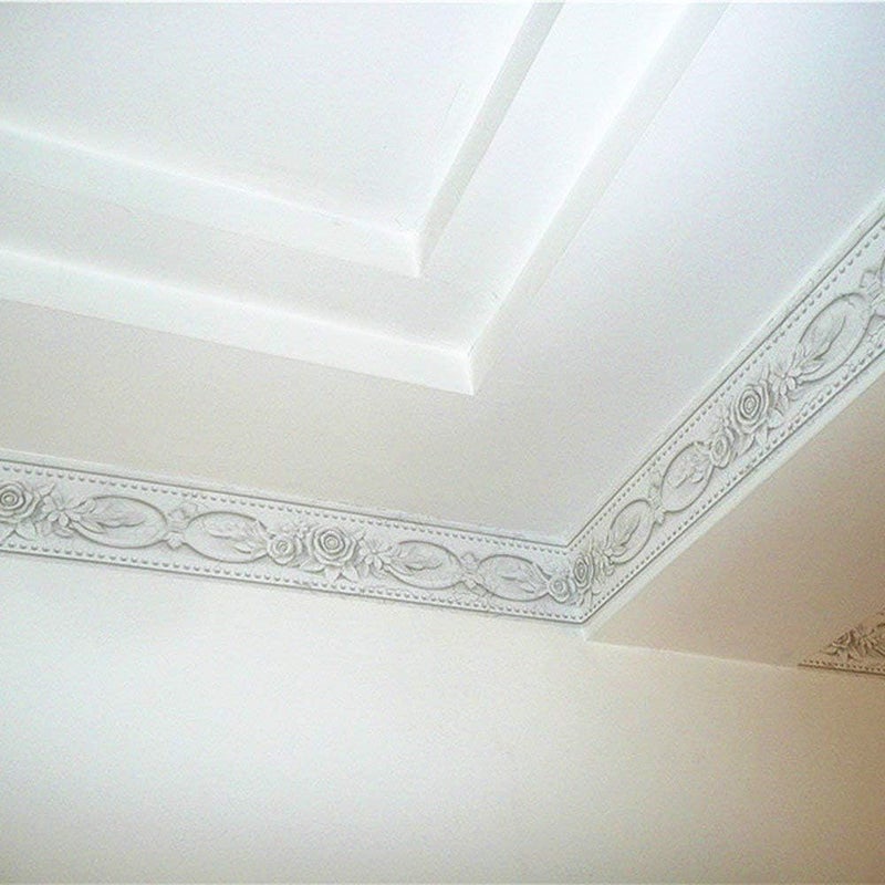 UPREDO 3D Decorative Floral Molding Waterproof Wallpaper Border Peel and Stick for Bathroom Kitchen Counter Top Backsplash Tiles Sticker,4 Inch by 16.4Ft (Cream White) - Image 3