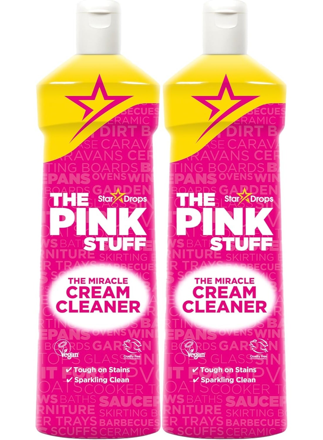 The Pink Stuff Stardrops Miracle Cream Cleaner 500ml – Pack of 2 | Multi-Purpose Surface Cleaner for Kitchen, Bathroom, Glass & Tiles