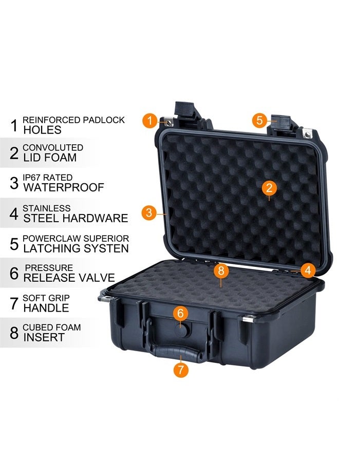 MEIJIA Portable All Weather Waterproof Protective Case,Hard Case,Camera Case With Customized Fit Foam,Fit Use of Drones,Camera,Equipments,Pistols,Elegant Black,13.35 x11.63x5.98inches - Image 3