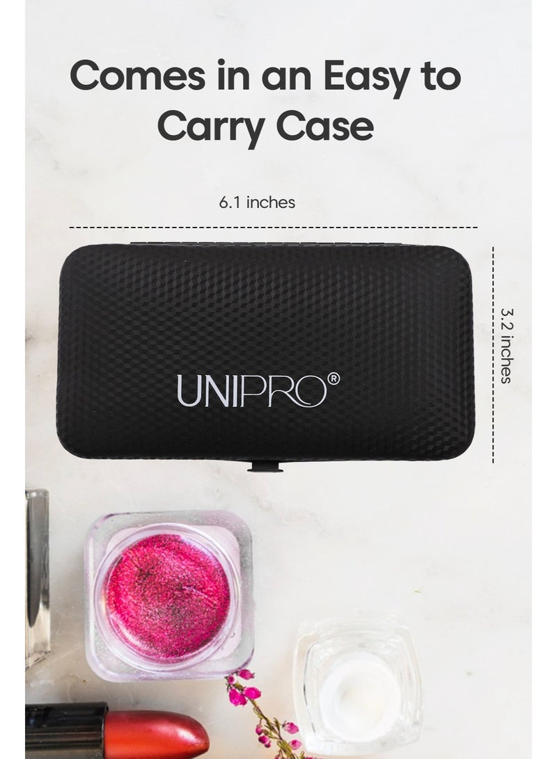 UNIPRO 9-Piece Nail Care Kit – Professional Manicure & Pedicure Set with Black Matte Tools in Red Case - Image 3
