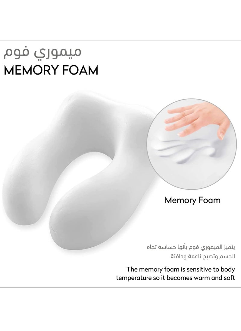 Donetella - Travel Pillow: 1-Piece Memory Foam Neck Pillow, Light Weight, Comfortable Suitable For Airplane Travel and Gifting With Ear Plugs, Eye Mask, And Luxury Mesh Bag Grey - Image 1