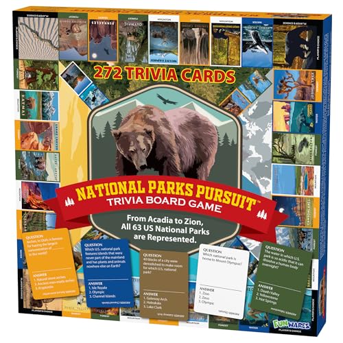 Funwares National Parks Pursuit Fun Family Trivia Board Game for Kids and Adults - Image 1