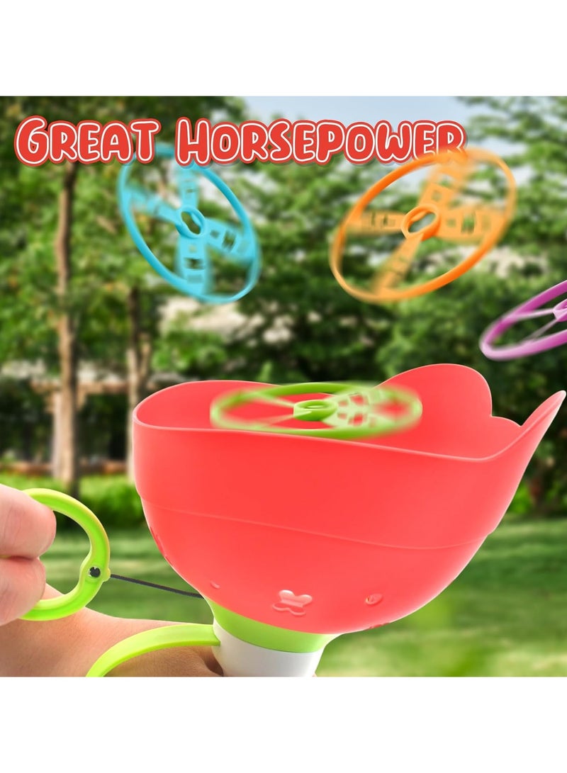 Children's handheld cable throwing frisbee parent-child interactive double ejection outdoor sports toy - Manual capture game - Boys and girls' children's chasing toys - Outdoor fun family game [1 projectile+6 frisbees]  - Image 5