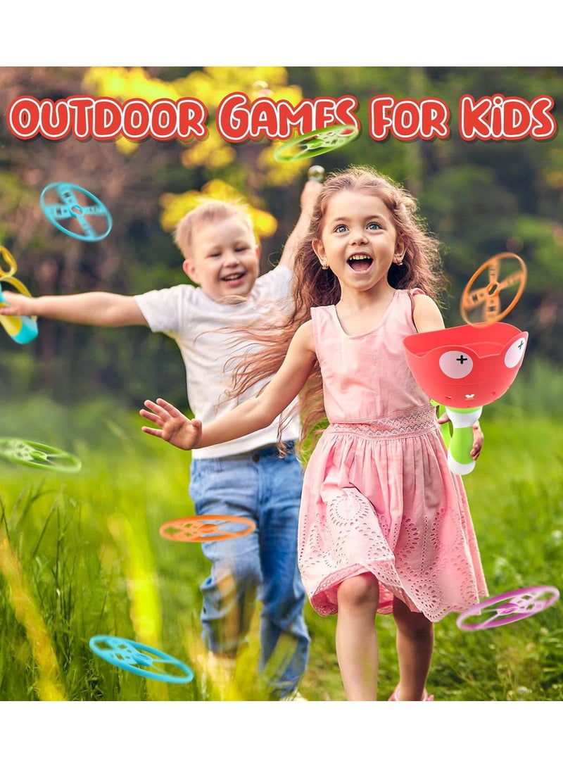 Children's handheld cable throwing frisbee parent-child interactive double ejection outdoor sports toy - Manual capture game - Boys and girls' children's chasing toys - Outdoor fun family game [1 projectile+6 frisbees]  - Image 3