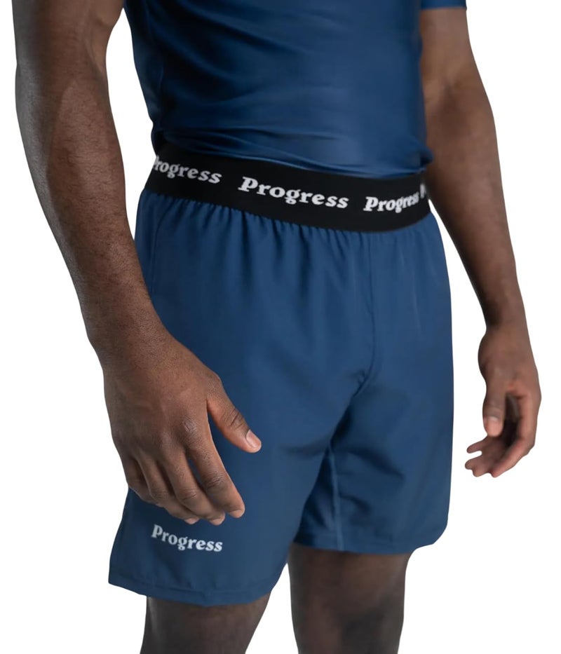 Progress Jiu Jitsu Academy+ Shorts | Hybrid Grappling| Comfortable and Durable for BJJ | Suitable for Brazilian Jiu Jitsu and Gym| (XS, Navy) - Image 1