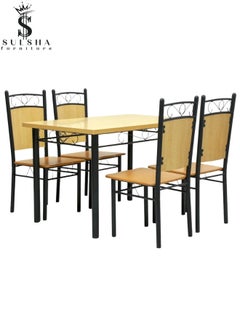 Wooden Steel 4 Seater Dining Table And Chair Set - pzsku/ZCE38E17238AA1A56D195Z/45/_/1728131076/fa30684f-d4f2-4e17-928f-d1ba76bb80a0