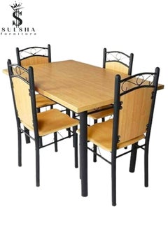 Wooden Steel 4 Seater Dining Table And Chair Set - pzsku/ZCE38E17238AA1A56D195Z/45/_/1728131077/f5e2fe3b-e0c0-43fa-9486-be3824c8af0e