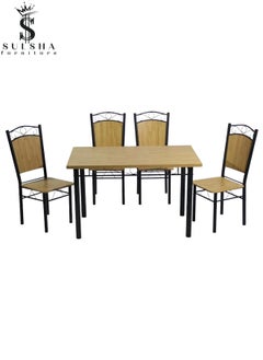 Wooden Steel 4 Seater Dining Table And Chair Set - pzsku/ZCE38E17238AA1A56D195Z/45/_/1728131082/10dba491-04e7-48e9-89bc-3160f54d28c4