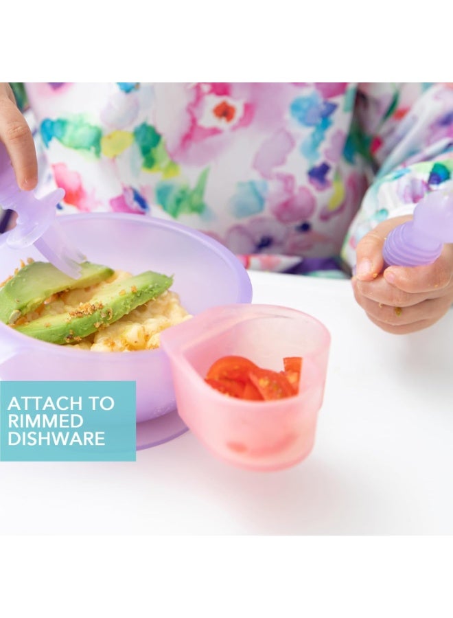 Bumkins Baby Silicone Little Dippers, Attaches to Bowls, Dishes and Plates, Sauce Cup, Holds Condiments, Dip, Puree, Toppings, Baby Led Weaning, Essential Feeding Supplies, Babies 6 Months Up, Prp-Pnk 2pk - Image 4