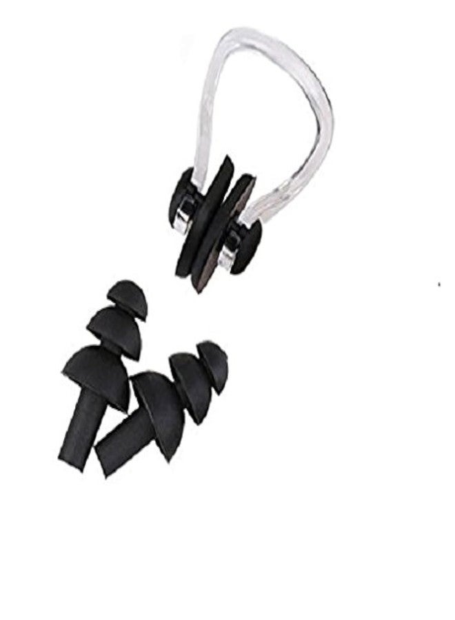KAAS Swimming Kit Nose and Ear Protector Water Protector Nose Clip and Ear Clip for Swimmer, Adults and Children(Black)