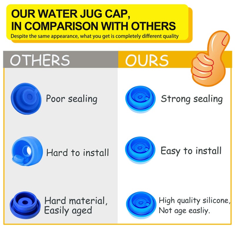 Striludo 3 Packs 5 Gallon Water Jug Cap，Water Jug Plug，Replacement Water Jug Caps,Reusable Silicone No-Spill Jug Lid for 55mm Bottles - Image 3
