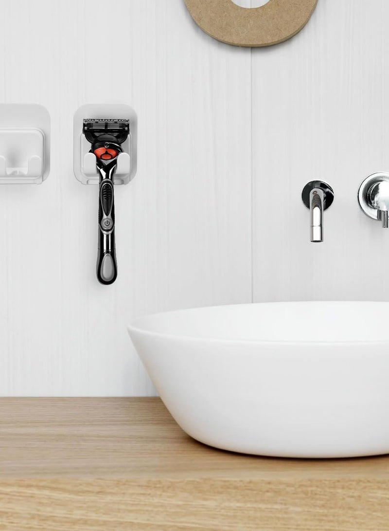 خطاف حامل ماكينة الحلاقة، 2 عبوة ذاتية اللصق لحامل ماكينة الحلاقة في الحمام، شماعات الحمام المعلقة، لماكينة الحلاقة في الحمام والمطبخ متوافقة مع شفرة الفايكنج زعيم، ميركور كلاسيك MK-23C - Image 2