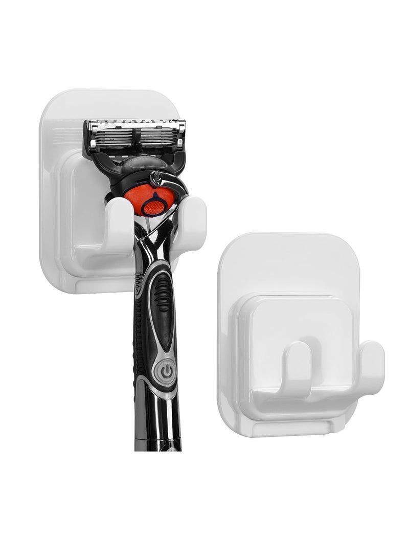 خطاف حامل ماكينة الحلاقة، 2 عبوة ذاتية اللصق لحامل ماكينة الحلاقة في الحمام، شماعات الحمام المعلقة، لماكينة الحلاقة في الحمام والمطبخ متوافقة مع شفرة الفايكنج زعيم، ميركور كلاسيك MK-23C - Image 1