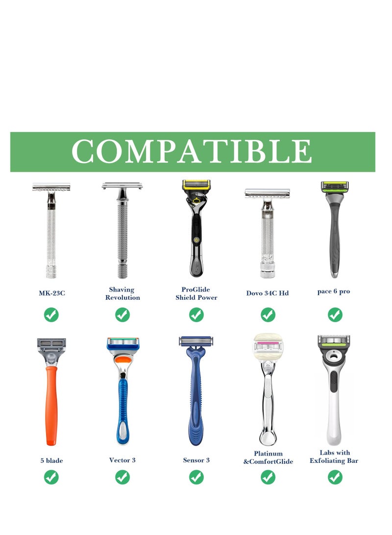 خطاف حامل ماكينة الحلاقة، 2 عبوة ذاتية اللصق لحامل ماكينة الحلاقة في الحمام، شماعات الحمام المعلقة، لماكينة الحلاقة في الحمام والمطبخ متوافقة مع شفرة الفايكنج زعيم، ميركور كلاسيك MK-23C - Image 5