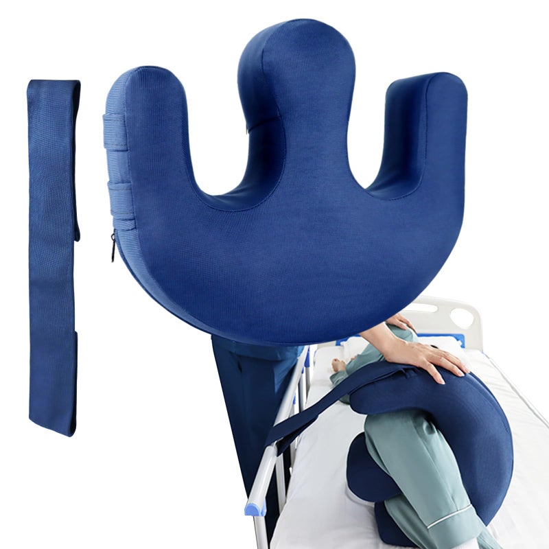 YHK Inflatable Turning Device Bedridden Turnover Pillow Prevent Muscle Atrophy with Polyester Removable Pillowcase UShaped Multifunctional Turning Pillow Bedridden Nursing SuppliesDark Blue - Image 2
