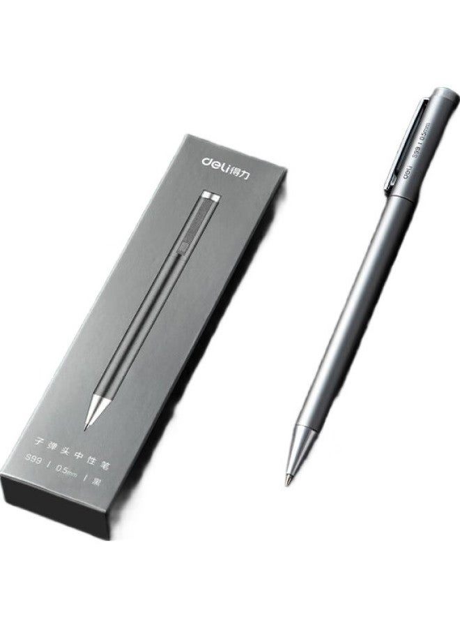 Deli Metal Rotating Gel Pen, 0.5Mm Bullet Tip, Silver, Single Pen, S99 - Image 2