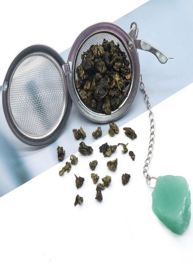 LE SKY 5 Pcs Tea Filter Stainless Steel with Crystal Energy Stone Tea Strainers with Fine Mesh Extend Chain Hook Tea Ball Infuser for Loose Tea Leaves Spices Seasonings - Image 2