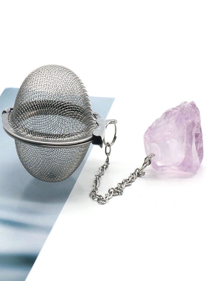 LE SKY 5 Pcs Tea Filter Stainless Steel with Crystal Energy Stone Tea Strainers with Fine Mesh Extend Chain Hook Tea Ball Infuser for Loose Tea Leaves Spices Seasonings - Image 5